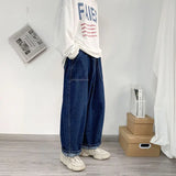 WIAOFELLAS  -  Spring Autumn New Solid Color Cowboy Straight Pants 2023 Man Japanese Style Loose Fashion Hip Hop Personality Wide Leg Trousers