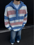 WIAOFELLAS  -  Autumn Winter 2025 Cashmere Sweater O-neck Men's Loose Oversized Knitted Hooded New Korean Casual Men Top Pullovers D465
