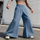 Wiaofellas  -  Men's Wide Leg Pants Solid Color Button Casual Irregular Trousers For Man Streetwear Baggy Leisure Pantalones Pants