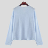 WIAOFELLAS  -  Men T Shirt Solid V Neck Long Sleeve Pockets Men Clothing Streetwear Loose Fashion Casual Male Tee Tops Translucent