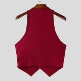 WIAOFELLAS  -  Men Tank Tops Solid Color Deep V Neck Sleeveless Zipper Male Vests Summer Streetwear Sexy Fashion Crop Tops Men
