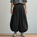 WIAOFELLAS  -  Men Pants Solid Color Elastic Waist Loose Wide Leg Trousers Men Streetwear 2025 Joggers Fashion Casual Long Pants S-5XL