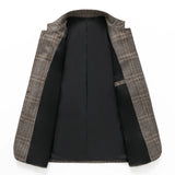 WIAOFELLAS  -  British Style Striped Suit Mens Chinese Tunic Suit Stand Collar Long Sleeve Slim Fit Jacket Spring  Autumn Fashion Blazer Coat