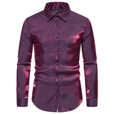 Wiaofellas  -  New Happyjeffery Men's Dress Shirts Long Sleeve Tops Men Male Business Casual Man Prom Shiny Wedding Shirt LS21