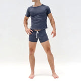 Wiaofellas  -  New Men's Tight Fit Solid Color T-Shirt Basic Stretch Cotton Tee Slim Casual Shirt Summer Breathable Top Male Fashion