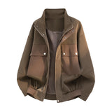 WIAOFELLAS  -  Spring Casual Jacket Men Multi Pocket Stand Collar Cargo Outwear Zipper Loose Full Sleeve Coat Male High Quality Jackets