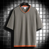 WIAOFELLAS  -  Foreign Trade New Short Sleeve Men's Solid Color T-shirt Summer Casual Versatile Fake Two Piece Top