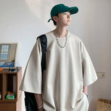 Wiaofellas  -  Imitation Suede Short-sleeved T-shirt Summer New American Men's T-shirt Loose Trendy Brand Student Half-sleeved Clothes