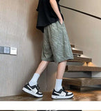 WIAOFELLAS  -  Fashion New Men's Letter Print Tie Dye Drawstring Design Shorts Trendy Summer High-waisted Loose Short Pants Male