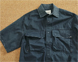 WIAOFELLAS  -  Summer high quality short sleeve overalls shirt men heavy washing old multi-pocket loose half sleeve