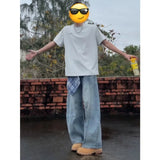 Wiaofellas  -  American Retro Baggy Jeans for Men Women Wide Leg Denim Trousers With Removable Plaid Scarf Streetwear Loose Fit Pants
