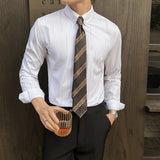 WIAOFELLAS  -  5XL Plus Size Men's Striped Shirt Business Office Long Sleeve Slim Shirts Blouse Men Chemise Homme Luxe Haute Qualite Streetwear