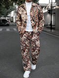 WIAOFELLAS  -  Trendy Mens Loose Two Piece Suits Vintage Pattern Printed Long Sleeve Shirt And Pants Sets Men Spring Autumn Casual Outfits