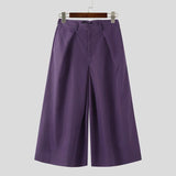 WIAOFELLAS  -  Men Wide Leg Pants Solid Color Button Joggers Loose Trousers Men Streetwear Pleated Fashion Casual Male Pants S-5XL