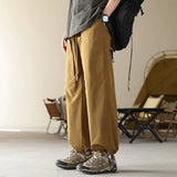 WIAOFELLAS  -  Boyfriend Cargo Bloomers Trousers Men's Clothing Casual Loose Solid Color Elastic High Waisted Pockets Spring Autumn Pants