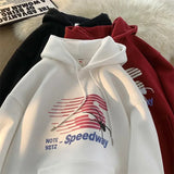 WIAOFELLAS  -  Winter Letter Graphic Printed Pullover Hoodies For Men 2025 New Hip Hop Fashion Hooded Sweatshirts High Street Fleece Y2K Hoody