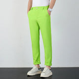 Wiaofellas  -  Men's Casual Straight Leg Pants White Suit Trendy Busin Sle Autumn New Arrival Slim Fit Comfortable Polyester Fiber