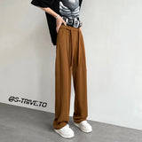 WIAOFELLAS  -  Summer Casual pants Men Fashion Oversized Wide Leg Pants Men Korean Loose Straight Ice Silk Pants Mens Suit Pants Trousers M-3XL