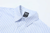 WIAOFELLAS  -  Niche Design Men's Shirts Turn-down Collar Vertical Stripe Single Breasted Button Decoration Short Sleeved Male Top