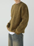 WIAOFELLAS  -  Autumn Winter Stretch Jacquard Knitwear O-Neck Sweater Men's Loose Long Sleeve Knitted Pullovers Casual Streetwear C42