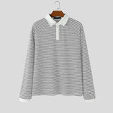 WIAOFELLAS  -  Men Striped Shirt Lapel Long Sleeve Loose Casual Men Clothing Streetwear Fashion Leisure Male Tops 2026 Spring Shirts