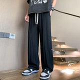 WIAOFELLAS  -  Cotton and Pants Summer Loose Fitting Leisure New Motion Sagging Sensation Straight Cylinder Sweatpants  Men's Pants Solid Color