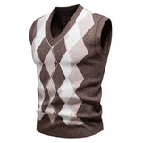 WIAOFELLAS  -  Autumn and Winter Men's New Knitted Sweater Vest Fashion V-neck