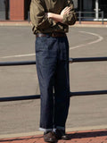 Wiaofellas  -  SS Men's Neapolitan Pleated Suit Pants, Solid Denim Style High Waist Straight Leg Business Casual Trousers