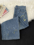 WIAOFELLAS  -  Retro American Casual Embroidered Loose Wide Leg Jeans Men Women Spring Autumn Trendy Brand High Waist Straight Tube Pants