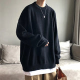 WIAOFELLAS  -  Men Sweaters Solid Color Oversized Long Sleeve Autumn Winter Streetwear Pullovers Knitwear