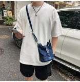 WIAOFELLAS  -  Denim messenger bag men's shoulder bag women's new design niche design fashion brand student mobile phone bag