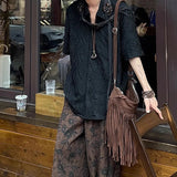 Wiaofellas  -  Korean High-end Design Shirt Chinese Style Retro Neutral Short-sleeved Top Summer Thin Personalized Casual Loose Elegant Shirt