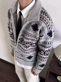 Wiaofellas  -  Casual Zipper Stand Collar Mens Sweatercoats Autumn Winter Vintage Knitted Cardigans For Men Fashion Geometric Sweater Jackets
