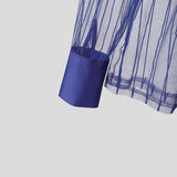 Wiaofellas  -  Men's Sets Mesh Patchwork Striped See Through Long Sleeve Shirt Pants Two Piece Sets Sexy Fashion Men Matching Sets