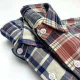 WIAOFELLAS  -  Plaid short-sleeved shirt Men's Japanese vintage linen youth summer cotton linen loose casual short-sleeved shirt