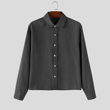 WIAOFELLAS  -  Men Striped Shirt Lapel Long Sleeve Loose Casual Men Clothing Oversize Streetwear Spring Autumn Tops Fashion Shirts