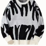 WIAOFELLAS  -  New European and American Style Velvet Thickened Printed Sweater Men in Autumn and Winter
