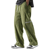 Wiaofellas  -  Spring Autumn Winter Men's Casual Pants Striped Corduroy Loose Fashion Cargo Straight Pants Fitness Sports Hip Hop Pants