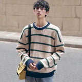 Wiaofellas  Men Brand Sweater Sweaters Pullover Men Casual Striped O-Neck Knitted Sweaters Men Clothing Autumn Winter Knitwear D127