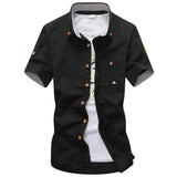 WIAOFELLAS  -  Summer men's Korean-style slim-fit embroidery small mushroom casual short-sleeved stand collar men's shirt