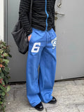 WIAOFELLAS  -  American Vibe Streetwear Men's Casual Pants Dstring Embroidered Wide Leg Loose Fit Straight Cut Long Trousers