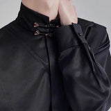 WIAOFELLAS  -  Winter New Men's Solid Color Long-Sleeve Shirt Chinese Retro Fashion Trendy High Street Loose Simple Casual Niche Men's Top