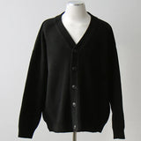 Wiaofellas  -  Men V Neck Knit Cardigan Loose Long Sleeve Casual Sweater Coat Fashion Daily Outerwear