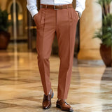 Wiaofellas  -  Daily Leisure Men's Loose Straight Trousers Autumn Casual Solid Color Pleated Suit Pants For Mens Spring Fashion Trousers