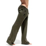 WIAOFELLAS  -  Men's Casual Stretch Rib Knit Flare Pants Casual Wear