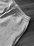 Wiaofellas  -  New Casual Mens Loose Straight Pants Vintage Drawstring Side Striped Sweatpants For Men Spring Summer Hip Hop Baggy Trousers Man