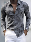 WIAOFELLAS  -  Vintage 3D Digital Printing Shirts Mens Elastic Slim Fit Long Sleeve Casual Shirt Spring Fashion Buttoned Turn-down Collar Shirt
