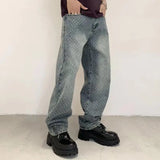 WIAOFELLAS  -  Street Vintage Men's Jeans Fashion Washed Summer Distressed Loose Male Versatile Trousers Casual Wide Leg Denim Pants
