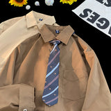 WIAOFELLAS  -  2025 Fashion Men's Spring Autumn Long Sleeve Casual Shirt Male Solid Color Loose Shirts Men Turn Down Collar Blouses P695