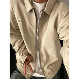 WIAOFELLAS  -  Reversible Coat Men's Autumn Casual Loose American Retro Lapel Jacket Loose Plaid Apricot All-match Top